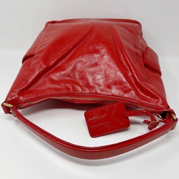 YSL Yves Saint Laurent Multy Large Hobo Bag Red Patent Leather - Picture 8 of 15